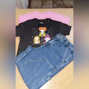 Halloween crop tops size 7/8 
Denim wide leg jean size 10